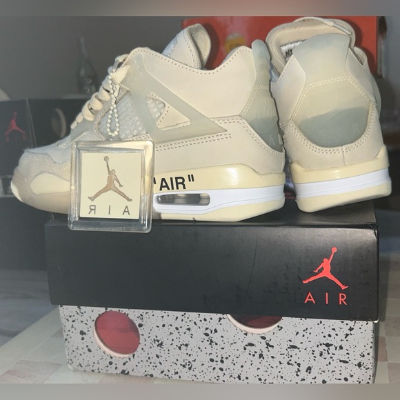 Nike air Jordan 4  X OFF-WHITE SAIL - Picture 6 of 11